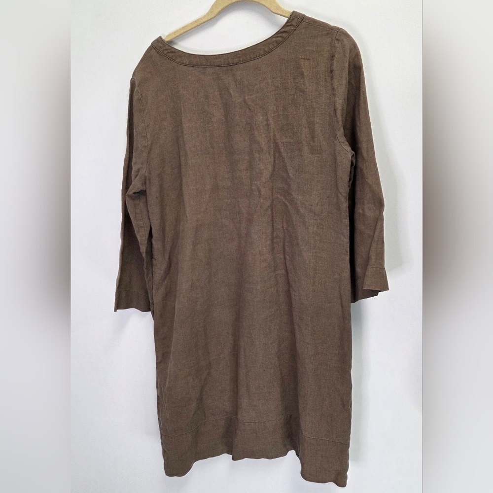 Brora 100% Linen Brown Tunic Lagenlook Short Dress Size UK 12 US 10 - Picture 3 of 5